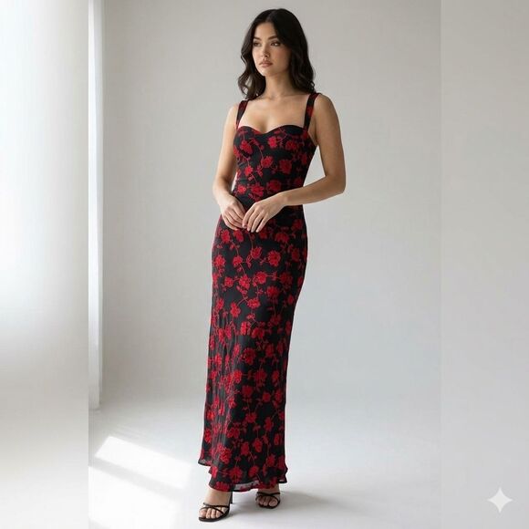 chinese dress ladies Vintage 90's Grunge Velvet Maxi Dress main image 0